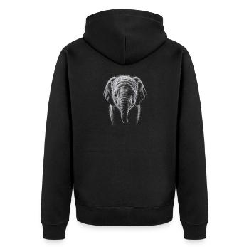 Elephant Head - Unisex Premium Organic Zip Hoodie - black - Back - Nico (187cm)