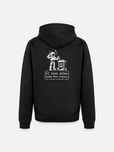 KI Roboter, Müll Trennen Satire - Unisex Premium Bio Zip Hoodie - Schwarz