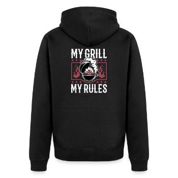 BBQ Grilling Meat Smoking Barbecue - Unisex Premium Bio Zip Hoodie - Schwarz - Hinten - Nico (187cm)
