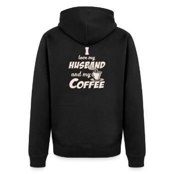 Love Husband and Coffee Quote Beige - Veste à capuche bio Premium Unisexe - noir - Dos - Nico (187cm)