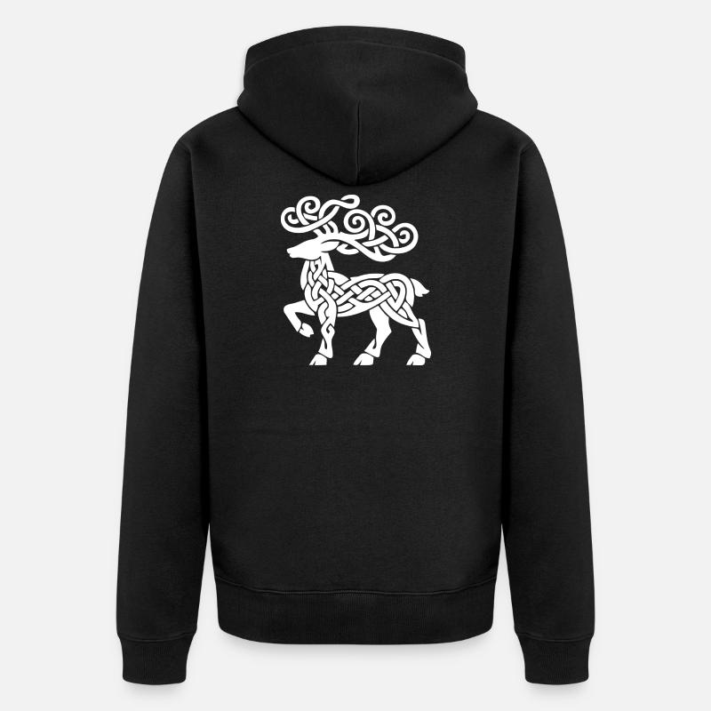 Celtic Knotwork Deer - Unisex Premium Organic Zip Hoodie - black
