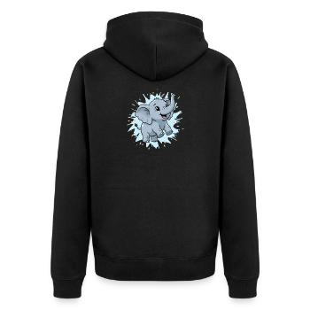 Süßer Elefant mit Farbspritzer - Unisex Premium Bio Zip Hoodie - Schwarz - Hinten - Nico (187cm)