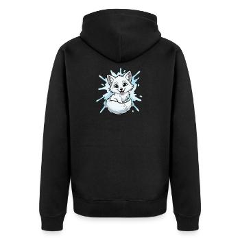 Wasser-Splash Fuchscharakter - Unisex Premium Bio Zip Hoodie - Schwarz - Hinten - Nico (187cm)