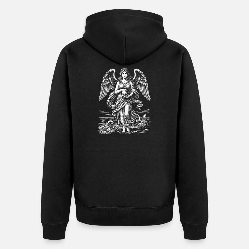 Seegestützte Venus mit Schädel - Unisex Premium Bio Zip Hoodie - Schwarz