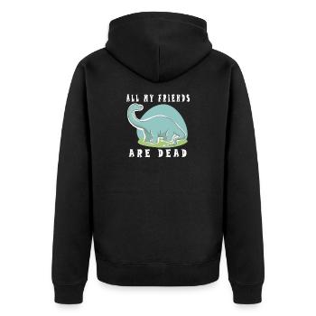 Alle meine Freunde sind tot, Dino - Unisex Premium Bio Zip Hoodie - Schwarz - Hinten - Nico (187cm)