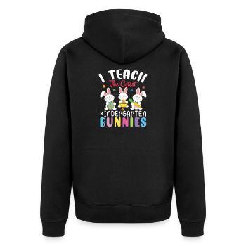J’enseigne aux lapins les plus mignons de maternelle - Veste à capuche bio Premium Unisexe - noir - Dos - Nico (187cm)