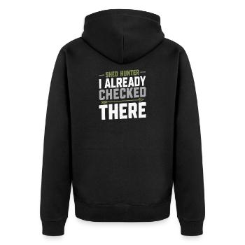 Schuppen-jagd-schuppen-jäger-geweih-jagd-weißwedel - Unisex Premium Bio Zip Hoodie - Schwarz - Hinten - Nico (187cm)