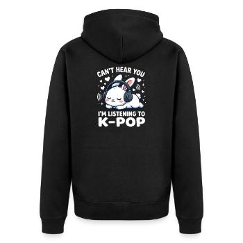 Je ne t’entends pas, j’écoute de la musique de fans de K-Pop - Veste à capuche bio Premium Unisexe - noir - Dos - Nico (187cm)