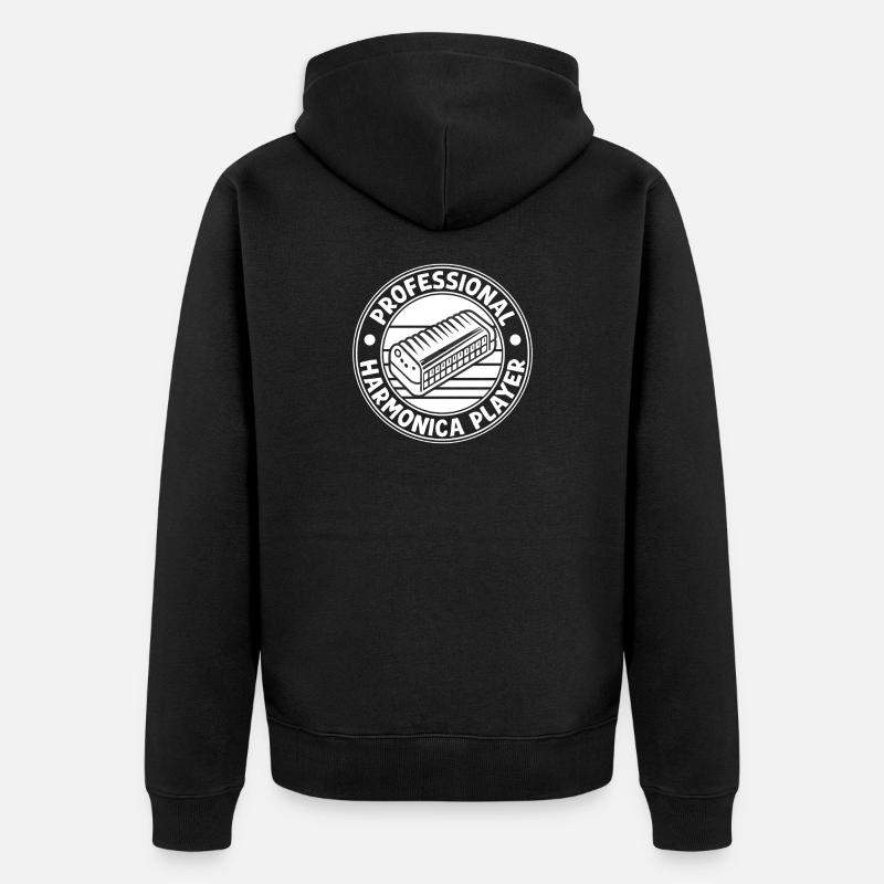 Harmonica Musican Professional Harmonica - Unisex Premium Organic Zip Hoodie - black