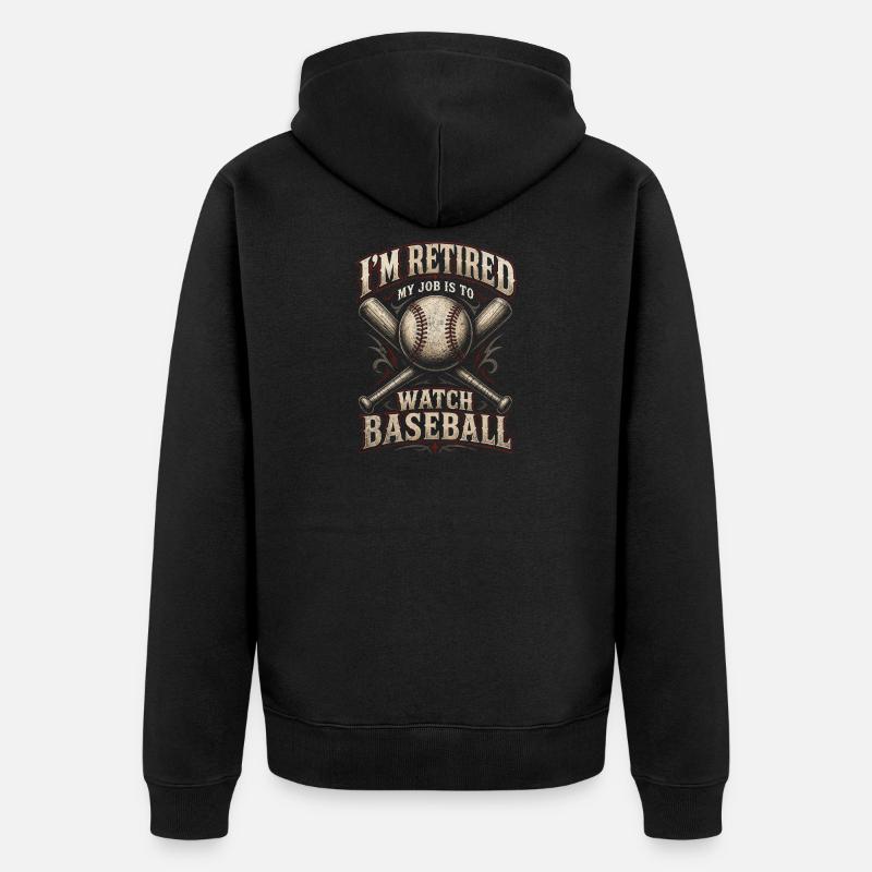 Retraités : Regarder le baseball - Veste à capuche bio Premium Unisexe - noir