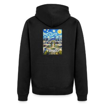 Frisco Texas Sternennacht - Unisex Premium Bio Zip Hoodie - Schwarz - Hinten - Nico (187cm)