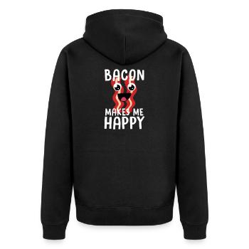 Bacon Makes Me Happy: Fun Bacon Mood - Unisex Premium Organic Zip Hoodie - black - Back - Nico (187cm)