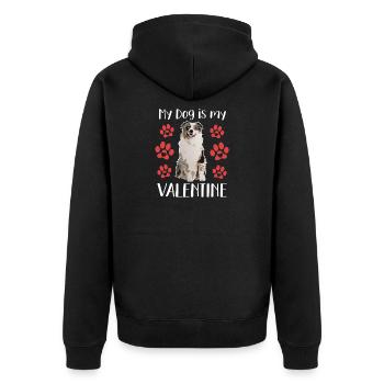My Dog Is My Valentine - Unisex Premium Organic Zip Hoodie - black - Back - Nico (187cm)