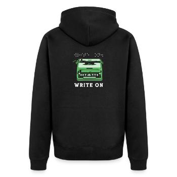 Blindenschrift Braille Blind - Unisex Premium Bio Zip Hoodie - Schwarz - Hinten - Nico (187cm)