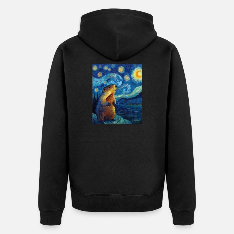 Murmeltier - Unisex Premium Bio Zip Hoodie - Schwarz