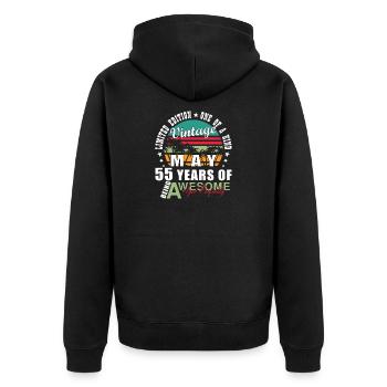 Vintage Mai 55 Jahre Großartig - Unisex Premium Bio Zip Hoodie - Schwarz - Hinten - Nico (187cm)