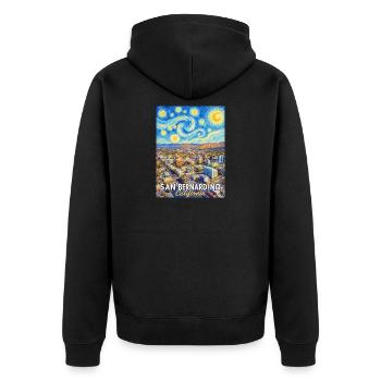Sternenhimmel San Bernardino - Unisex Premium Bio Zip Hoodie - Schwarz - Hinten - Nico (187cm)