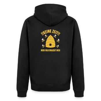 Keine Zeit Mein Volk braucht mich Bienen Shirt - Unisex Premium Bio Zip Hoodie - Schwarz - Hinten - Nico (187cm)