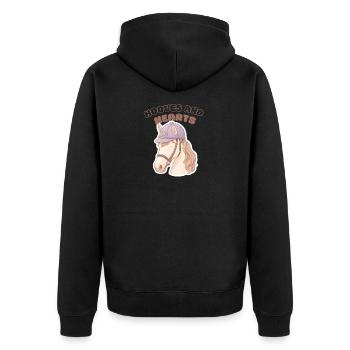 Hooves and Hearts Horse Lover - Unisex Premium Organic Zip Hoodie - black - Back - Nico (187cm)