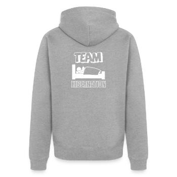 Team Hibernation au lit - Veste à capuche bio Premium Unisexe - gris chiné - Dos - Nico (187cm)