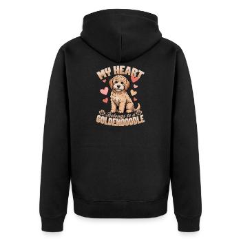 Goldendoodle Dog Breed - Unisex Premium Organic Zip Hoodie - black - Back - Nico (187cm)