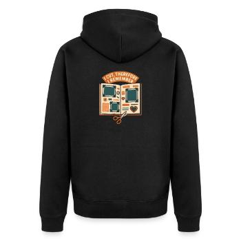 Ich schneide | Scrapbooking Basteln - Unisex Premium Bio Zip Hoodie - Schwarz - Hinten - Nico (187cm)