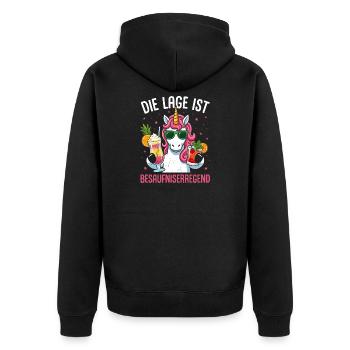 Die Lage Ist Besaufniserregend Einhorn  - Unisex Premium Bio Zip Hoodie - Schwarz - Hinten - Nico (187cm)