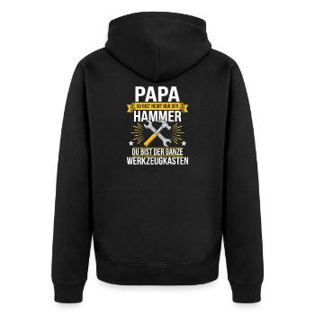 Papa Du Bist Nicht Nur Der Hammer Du Bist Der - Unisex Premium Bio Zip Hoodie - Schwarz - Hinten - Nico (187cm)