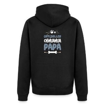 Offizieller Chihuahua Papa - Unisex Premium Bio Zip Hoodie - Schwarz - Hinten - Nico (187cm)