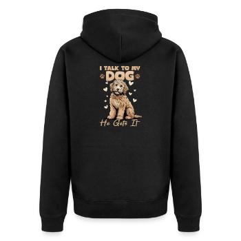 Goldendoodle Dog Breed - Unisex Premium Organic Zip Hoodie - black - Back - Nico (187cm)