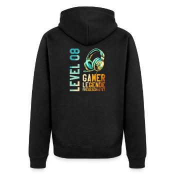 8. Geburtstag Junge Mädchen Gaming Level 8 Jahre - Unisex Premium Bio Zip Hoodie - Schwarz - Hinten - Nico (187cm)