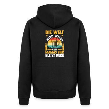 Bier Bierliebhaberin Mutter Mama - Unisex Premium Bio Zip Hoodie - Schwarz - Hinten - Nico (187cm)