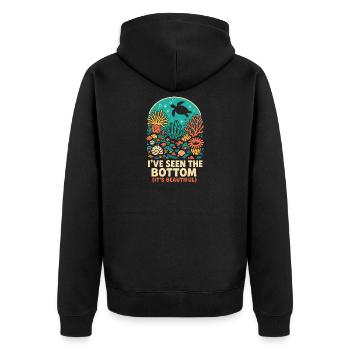 Ich sah den Grund | Riff Tauchen - Unisex Premium Bio Zip Hoodie - Schwarz - Hinten - Nico (187cm)