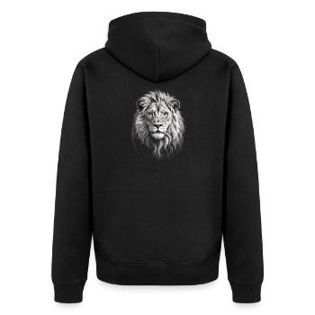 Löwennkopf Löwe - Unisex Premium Bio Zip Hoodie - Schwarz - Hinten - Nico (187cm)