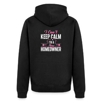 Neuer Hausbesitzer kann nicht ruhig bleiben, Tee - Unisex Premium Bio Zip Hoodie - Schwarz - Hinten - Nico (187cm)