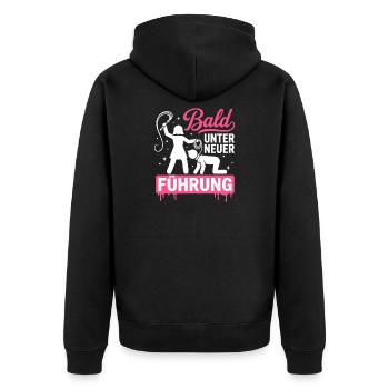 D-38Bald Unter Neuer Führung Dominante Frau - Unisex Premium Bio Zip Hoodie - Schwarz - Hinten - Nico (187cm)