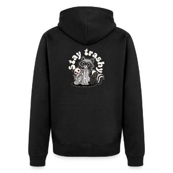 Stay Trashy Raccoon Opossum Skunk - Unisex Premium Organic Zip Hoodie - black - Back - Nico (187cm)