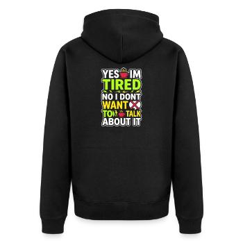 Night Shift Nurse, Tired - Unisex Premium Organic Zip Hoodie - black - Back - Nico (187cm)