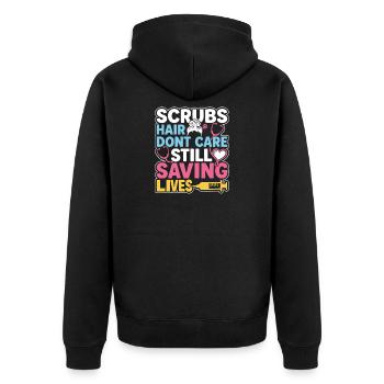 Night Shift Nurse, Tired - Unisex Premium Organic Zip Hoodie - black - Back - Nico (187cm)