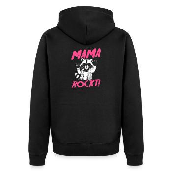 Waschbär Mutter Coole Rocker Mama - Unisex Premium Bio Zip Hoodie - Schwarz - Hinten - Nico (187cm)