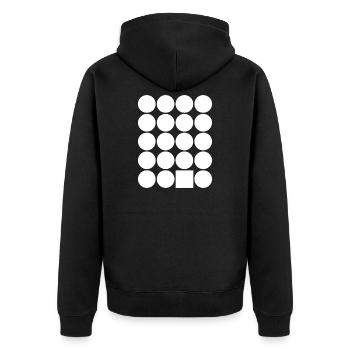 Grille à pois avec un carré d’accent - Veste à capuche bio Premium Unisexe - noir - Dos - Nico (187cm)