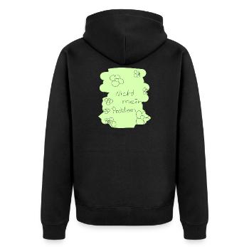 Nicht mein Problem - Unisex Premium Bio Zip Hoodie - Schwarz - Hinten - Nico (187cm)