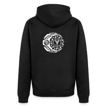 Himmlischer Skorpion-Mandala - Unisex Premium Bio Zip Hoodie - Schwarz - Hinten - Nico (187cm)