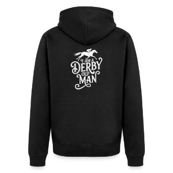 Ich bin ein Derby, alter Mann, lustige Pferderennen - Unisex Premium Bio Zip Hoodie - Schwarz - Hinten - Nico (187cm)