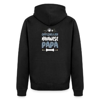Offizieller Havanese Papa - Unisex Premium Bio Zip Hoodie - Schwarz - Hinten - Nico (187cm)