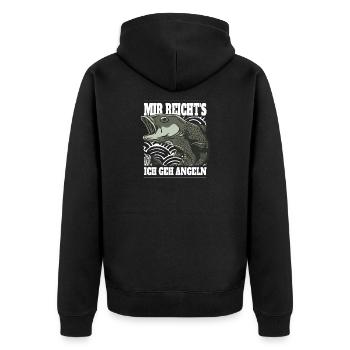 Angeln Spruch - Unisex Premium Bio Zip Hoodie - Schwarz - Hinten - Nico (187cm)