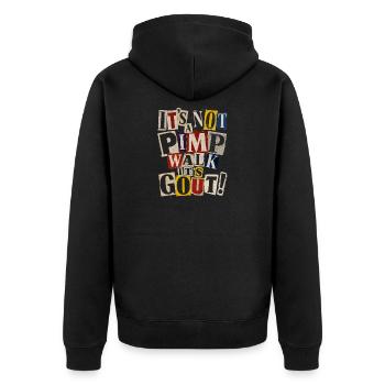 Bunte Buchstaben-Collage Typografie - Unisex Premium Bio Zip Hoodie - Schwarz - Hinten - Nico (187cm)
