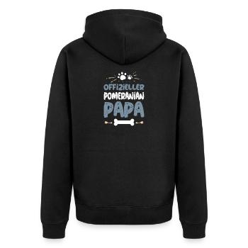 Offizieller Pomeranian Papa - Unisex Premium Bio Zip Hoodie - Schwarz - Hinten - Nico (187cm)