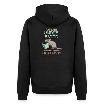 Ratte Hausratte Rattenbesitzer Rattenliebhaber - Unisex Premium Bio Zip Hoodie - Schwarz - Hinten - Nico (187cm)