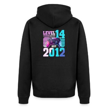 14. Geburtstag Gaming Gamer - Unisex Premium Bio Zip Hoodie - Schwarz - Hinten - Nico (187cm)